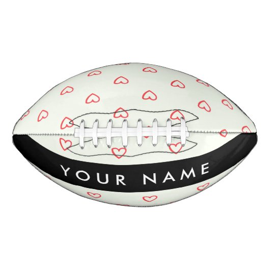 Red Hearts Pattern, Liefde, Jouw naam, Personalise American Football (Voorkant)