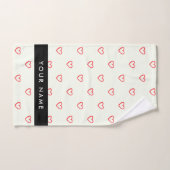 Red Hearts Pattern, Liefde, Jouw naam, Personalise Bad Handdoek (Handdoek)