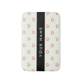 Red Hearts Pattern, Liefde, Jouw naam, Personalise Badmat (Voorkant Verticaal)