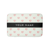 Red Hearts Pattern, Liefde, Jouw naam, Personalise Badmat (Voorkant)