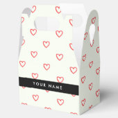 Red Hearts Pattern, Liefde, Jouw naam, Personalise Bedankdoosjes (Geopend)