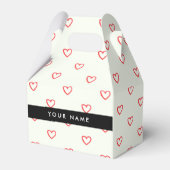 Red Hearts Pattern, Liefde, Jouw naam, Personalise Bedankdoosjes (Voorkant Zijde)