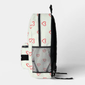 Red Hearts Pattern, Liefde, Jouw naam, Personalise Bedrukte Rugzak (Rechts)