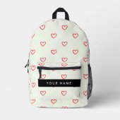 Red Hearts Pattern, Liefde, Jouw naam, Personalise Bedrukte Rugzak (Voorkant)