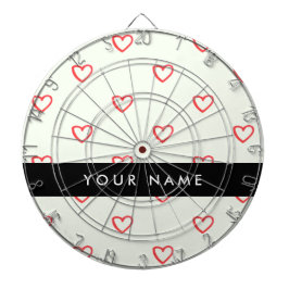 Red Hearts Pattern, Liefde, Jouw naam, Personalise Dartbord