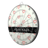 Red Hearts Pattern, Liefde, Jouw naam, Personalise Dartbord (Voorkant Rechts)