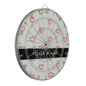 Red Hearts Pattern, Liefde, Jouw naam, Personalise Dartbord (Voorkant Links)