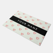 Red Hearts Pattern, Liefde, Jouw naam, Personalise Deurmat (Schuin)