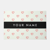 Red Hearts Pattern, Liefde, Jouw naam, Personalise Deurmat (Voorkant)