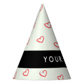 Red Hearts Pattern, Liefde, Jouw naam, Personalise Feesthoedjes (Links)