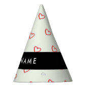 Red Hearts Pattern, Liefde, Jouw naam, Personalise Feesthoedjes (Rechts)