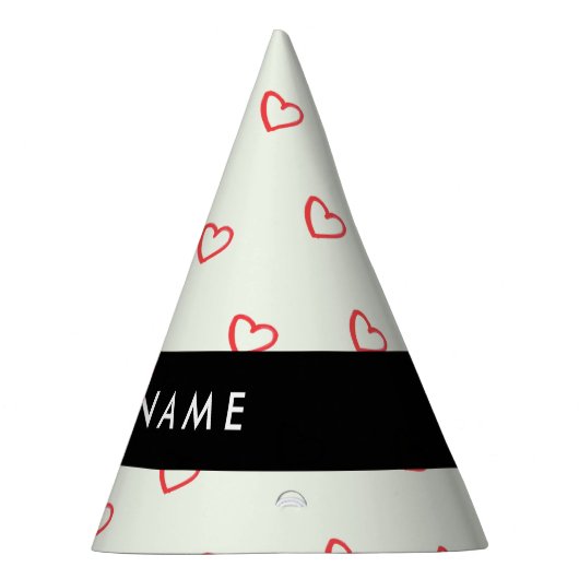 Red Hearts Pattern, Liefde, Jouw naam, Personalise Feesthoedjes (Rechts)