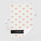 Red Hearts Pattern, Liefde, Jouw naam, Personalise Golfhanddoek (Insitu)