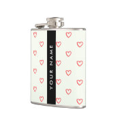 Red Hearts Pattern, Liefde, Jouw naam, Personalise Heupfles (Links)