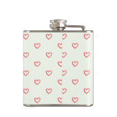 Red Hearts Pattern, Liefde, Jouw naam, Personalise Heupfles (Achterkant)
