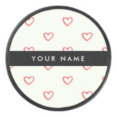 Red Hearts Pattern, Liefde, Jouw naam, Personalise Hockey Puck (Voorkant)