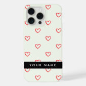 Red Hearts Pattern, Liefde, Jouw naam, Personalise iPhone Hoesje (Achterkant)