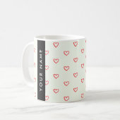 Red Hearts Pattern, Liefde, Jouw naam, Personalise Koffiemok (Voorkant links)