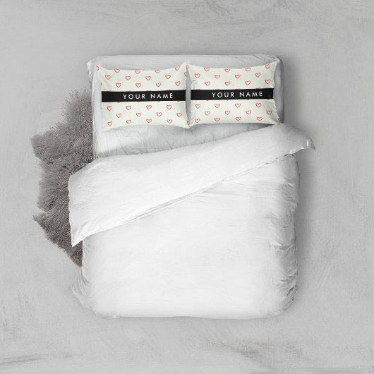 Red Hearts Pattern, Liefde, Jouw naam, Personalise Kussensloop