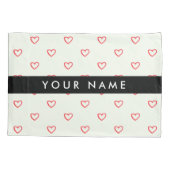 Red Hearts Pattern, Liefde, Jouw naam, Personalise Kussensloop (Achterkant)
