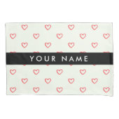 Red Hearts Pattern, Liefde, Jouw naam, Personalise Kussensloop (Voorkant)