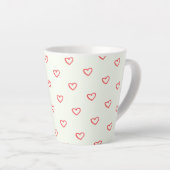 Red Hearts Pattern, Liefde, Jouw naam, Personalise Latte Mok (Rechterhoek)