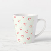 Red Hearts Pattern, Liefde, Jouw naam, Personalise Latte Mok (Rechts)