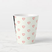 Red Hearts Pattern, Liefde, Jouw naam, Personalise Latte Mok (Voorkant)