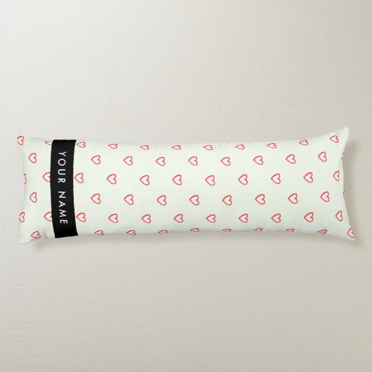 Red Hearts Pattern, Liefde, Jouw naam, Personalise Lichaamskussen (Achterkant)