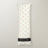 Red Hearts Pattern, Liefde, Jouw naam, Personalise Lichaamskussen (Achterkant (Verticaal))