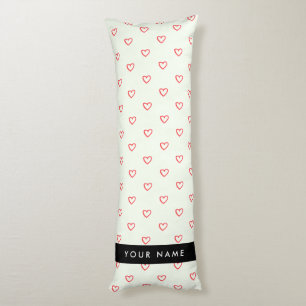 Red Hearts Pattern, Liefde, Jouw naam, Personalise Lichaamskussen