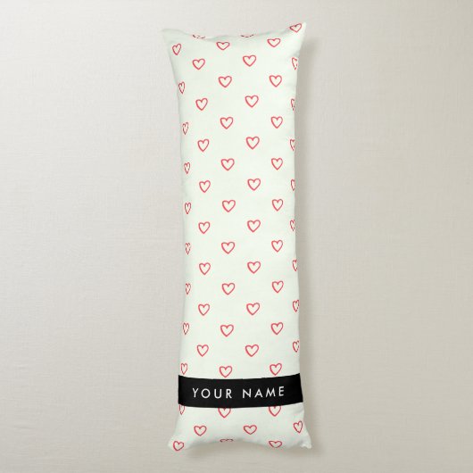 Red Hearts Pattern, Liefde, Jouw naam, Personalise Lichaamskussen (Achterkant (Verticaal))