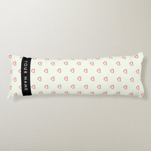 Red Hearts Pattern, Liefde, Jouw naam, Personalise Lichaamskussen (Voorkant)