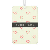 Red Hearts Pattern, Liefde, Jouw naam, Personalise Luchtverfrisser (Achterkant)
