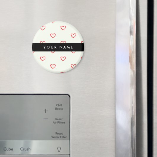 Red Hearts Pattern, Liefde, Jouw naam, Personalise Magneet (Insitu (Koelkast))