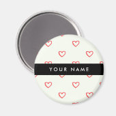 Red Hearts Pattern, Liefde, Jouw naam, Personalise Magneet (Voorkant / Achterkant)