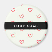Red Hearts Pattern, Liefde, Jouw naam, Personalise Magneet (Voorkant)