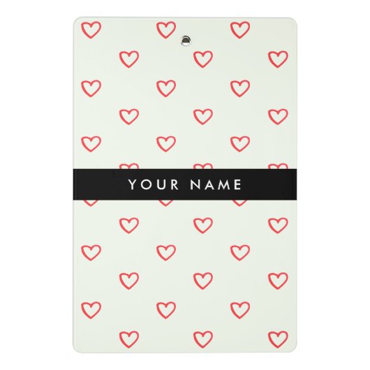Red Hearts Pattern, Liefde, Jouw naam, Personalise Mini Klembord (Achterkant)