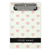 Red Hearts Pattern, Liefde, Jouw naam, Personalise Mini Klembord (Voorkant)