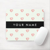 Red Hearts Pattern, Liefde, Jouw naam, Personalise Muismat (Met muis)