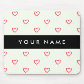 Red Hearts Pattern, Liefde, Jouw naam, Personalise Muismat (Voorkant)