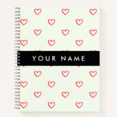 Red Hearts Pattern, Liefde, Jouw naam, Personalise Notitieboek (Voorkant)