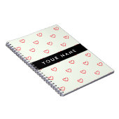 Red Hearts Pattern, Liefde, Jouw naam, Personalise Notitieboek (Rechterzijde)
