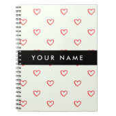 Red Hearts Pattern, Liefde, Jouw naam, Personalise Notitieboek (Voorkant)