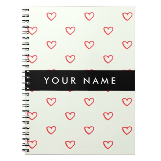 Red Hearts Pattern, Liefde, Jouw naam, Personalise Notitieboek (Voorkant)