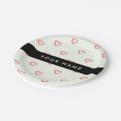 Red Hearts Pattern, Liefde, Jouw naam, Personalise Papieren Bordje (Gekanteld)