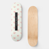 Red Hearts Pattern, Liefde, Jouw naam, Personalise Persoonlijk Skateboard (Voorkant)