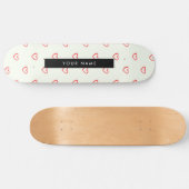 Red Hearts Pattern, Liefde, Jouw naam, Personalise Persoonlijk Skateboard (Horizontaal)
