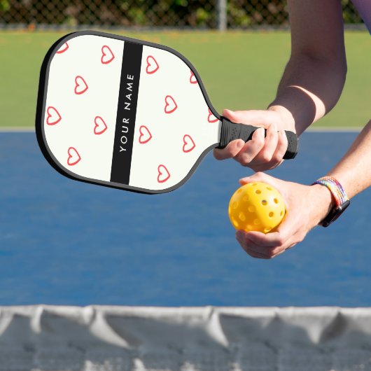 Red Hearts Pattern, Liefde, Jouw naam, Personalise Pickleball Paddle (Insitu)