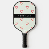 Red Hearts Pattern, Liefde, Jouw naam, Personalise Pickleball Paddle (Voorkant)